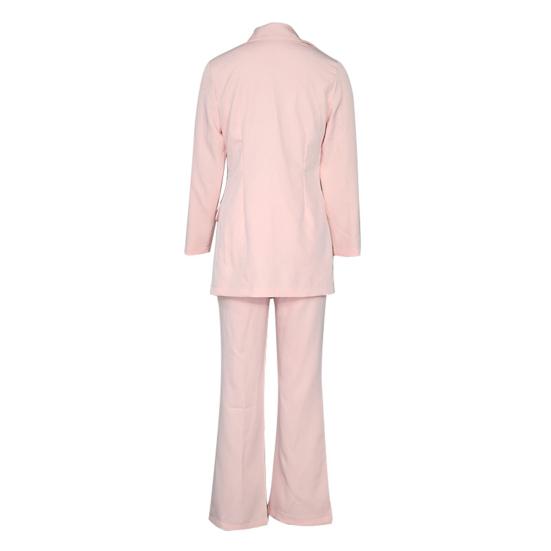 Женский костюм, комплект плюс размер, сексуальный комплект из двух предметов с длинными рукавами и пуговицами на лацканах, офисный женский пиджак, брюки