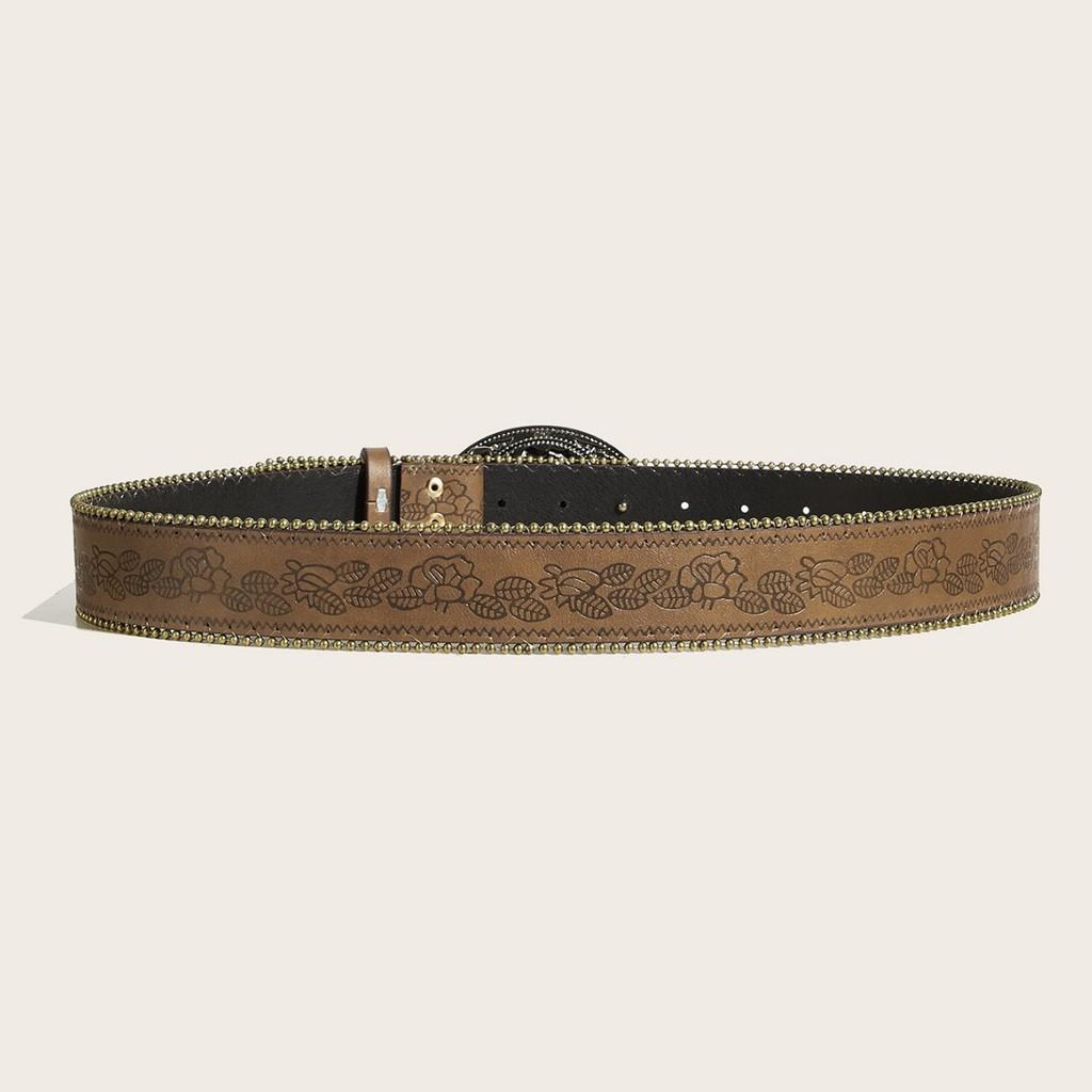 Punk Rock Leather Waist Belt With Vintage Studded Design Daily Supplies Casuals