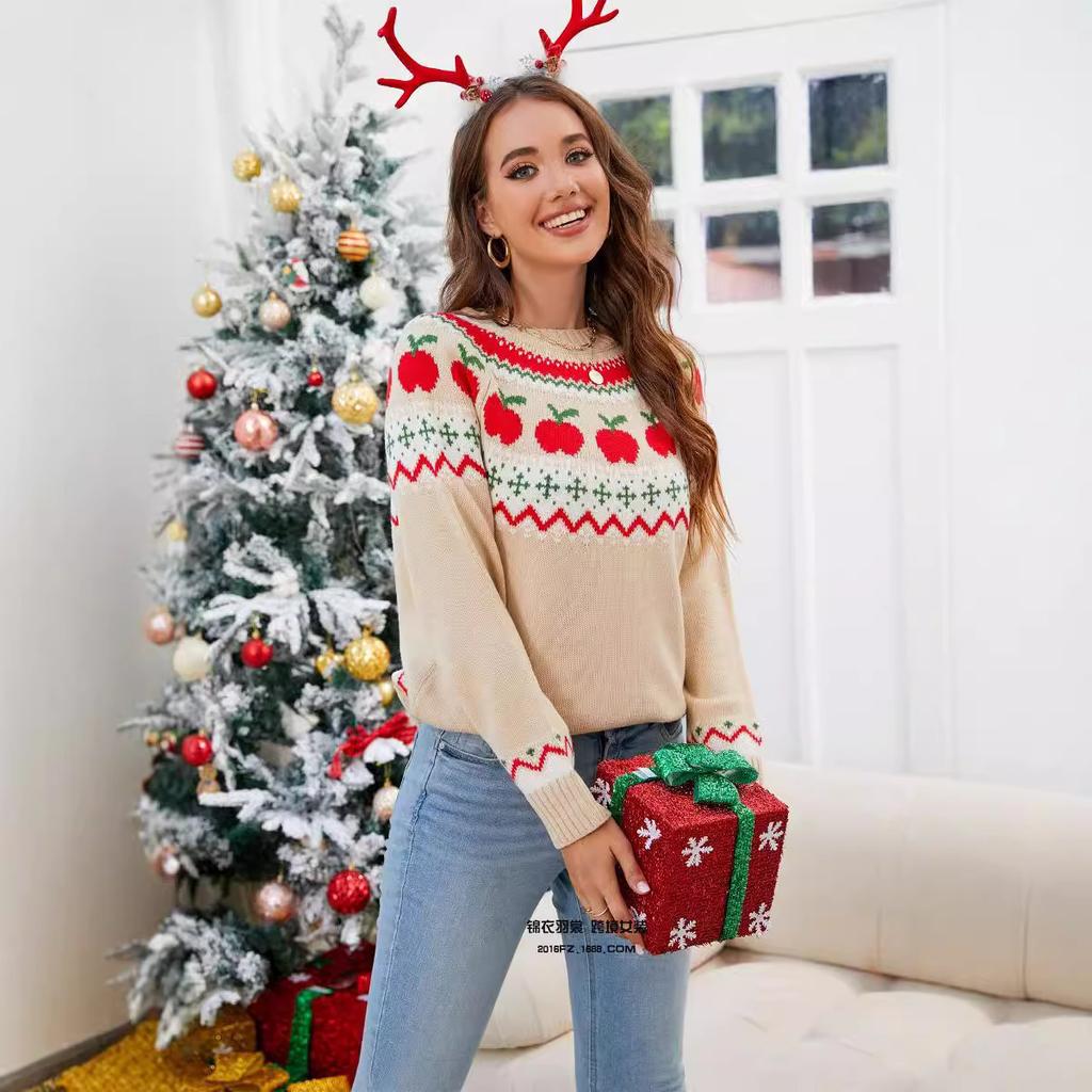 Autumn and Winter Women's Sweater Christmas Tree Printed Pullover Fashion Sweater