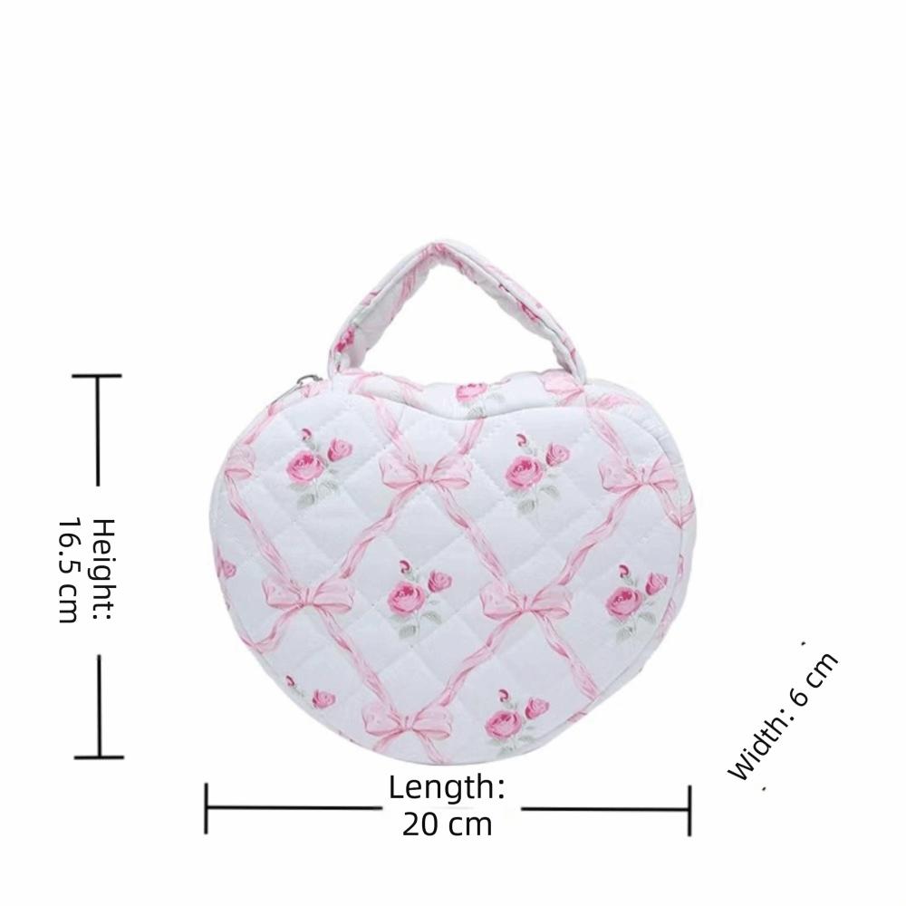 Cute Design Handheld Cosmetic Bag Quilting Cotton Floral Pattern Toiletry Bags Large Capacity Zipper Makeup Bag Handbag Storage