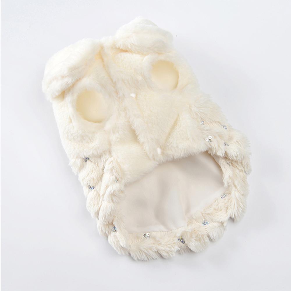 Одежда для домашних животных Элегантное роскошное зимнее пальто с мехом для собак, свитер для маленьких средних кошек, одежда с бантом, модная зимняя куртка для щенков, комбинезон для котенка