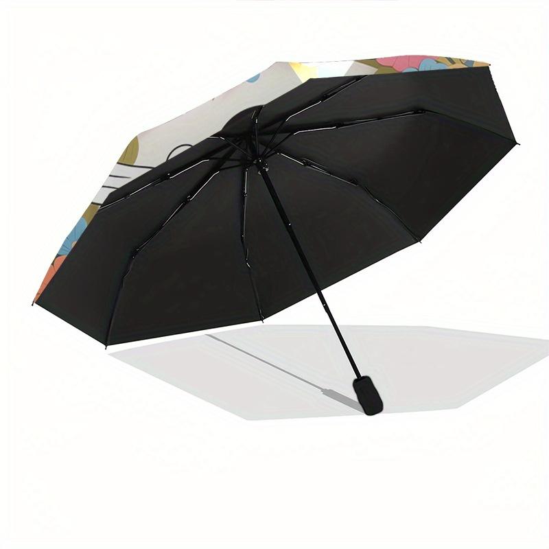 Minnie Mouse, Floral Frame Automatic Opening and Closing Umbrella, Compact Travel Umbrella, Lightweight and Portable, Suitable for Beach Com