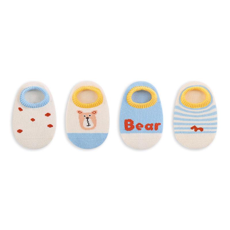 4 Pairs/Set Baby Socks Anti-slip Cartoon Cotton Socks For Girls And Boys Newborn Socks Spring Summer Kids Socks 0-8 Years Old