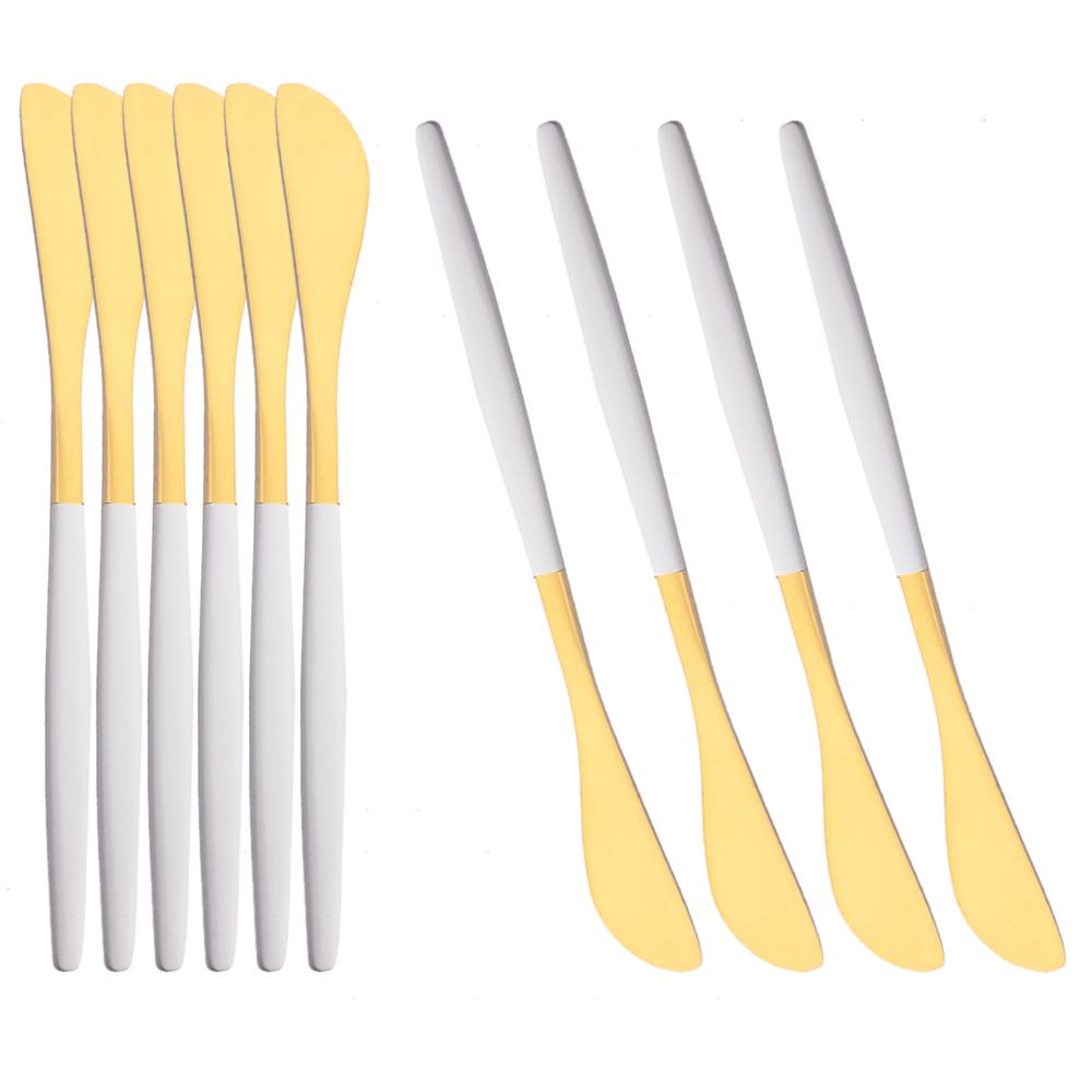 Нож для масла из нержавеющей стали, черный, золотой, 10 шт., ножи для сыра, десерта, джема, крема, лопатка для сыра, столовые приборы, инструменты для десерта