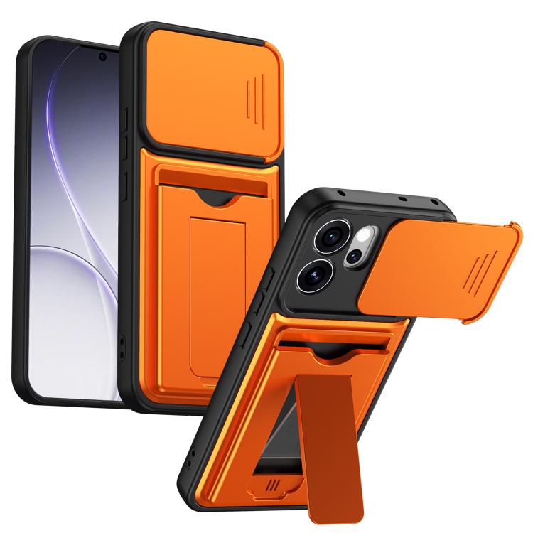 Card‑Holder‑Series Sliding‑Lens‑Cover PC Hybrid TPU Shockproof Phone Case For OPPO Reno15 Pro Max 5G Global