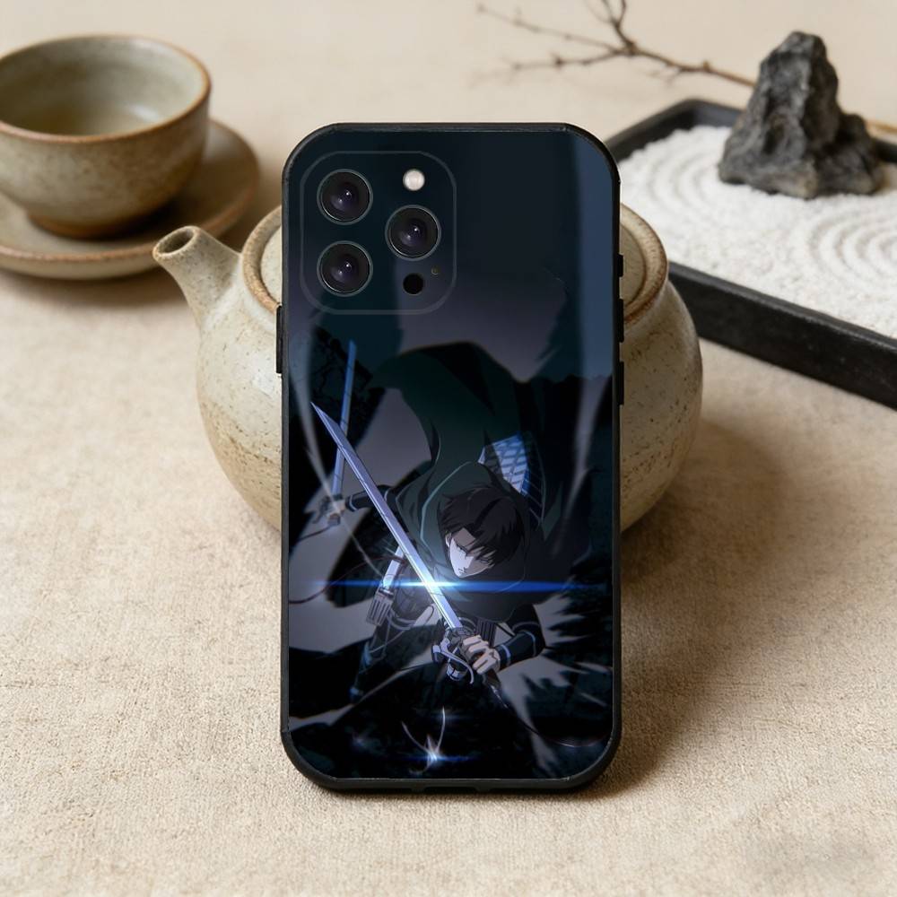 Чехол для телефона L-Levi A-Атака Титанов Для iPhone 17 16 15 14 13 12 Max Plus Силиконовый Черный Чехол