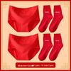 Langsha Women's Festive Red Cotton High-Waist Underwear & Socks Gift Set
