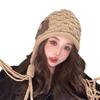 Женская зимняя перуанская шапка-бини с закрывающими уши, с ушными клапанами, на шерпе, для лыж, снега, вязаная, милая, с кисточками