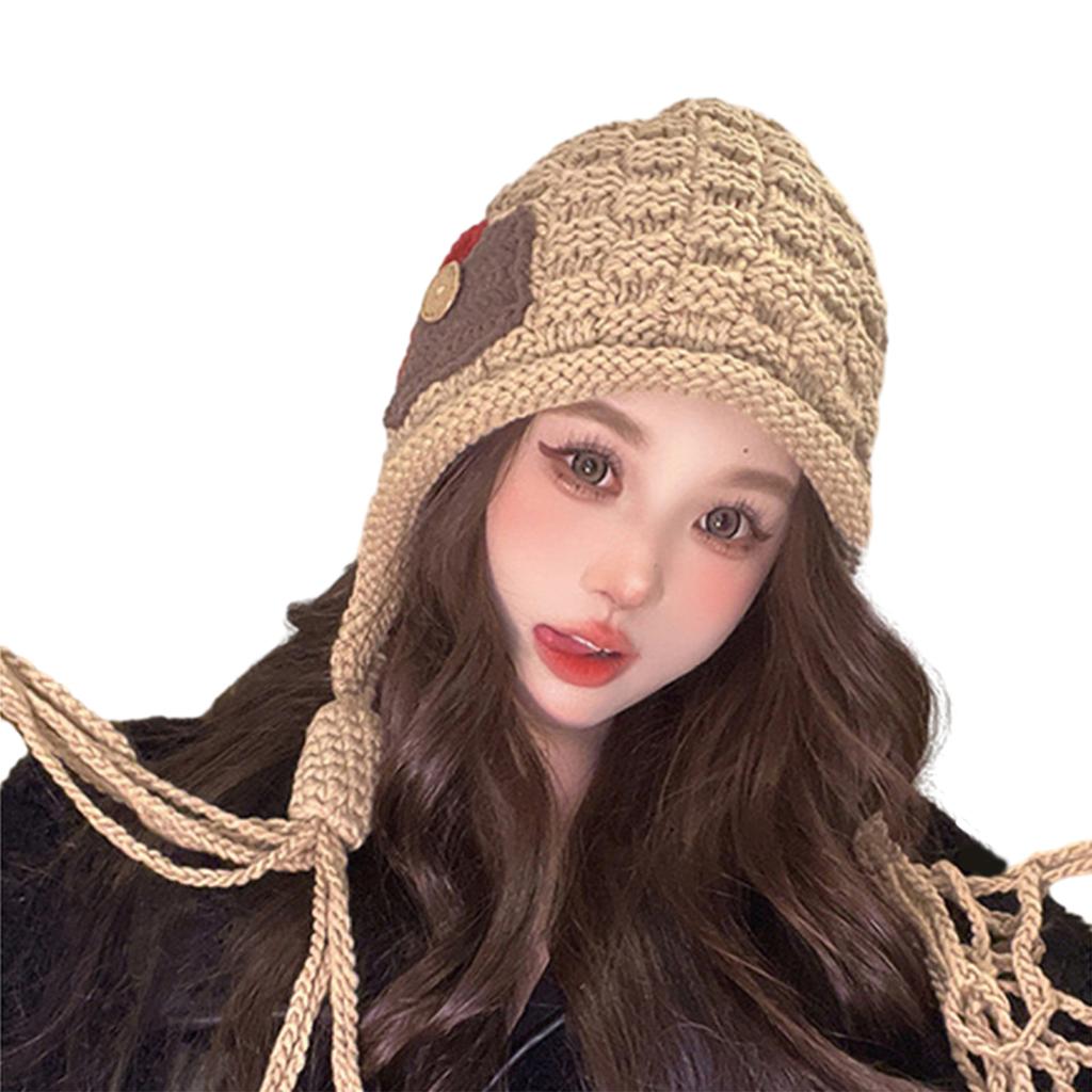 Женская зимняя перуанская шапка-бини с закрывающими уши, с ушными клапанами, на шерпе, для лыж, снега, вязаная, милая, с кисточками