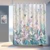 Элегантная шторка для душа с цветочным и птичьим принтом - Водостойкий полиэстер, 12 крючков, можно стирать в машине, защита от запотевания, дизайн для любого сезона