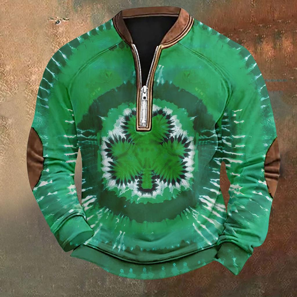 Men's St. Patrick's Day Vintage Casual Zip Sweatshirt Outdoor Casual Top