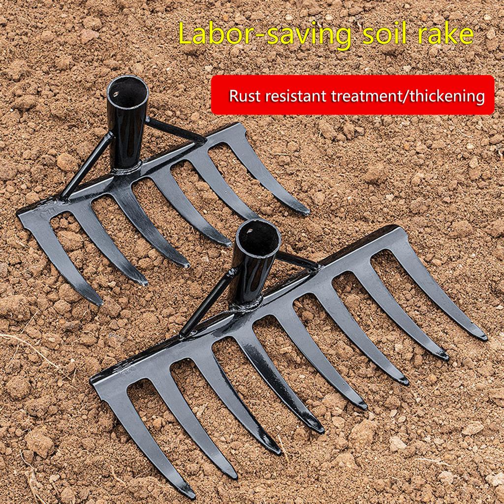 Сверхпрочные стальные садовые грабли с 6/8 острыми зубьями, подходящие для эффективного ухода за газоном и аэрации почвы в небольшом саду