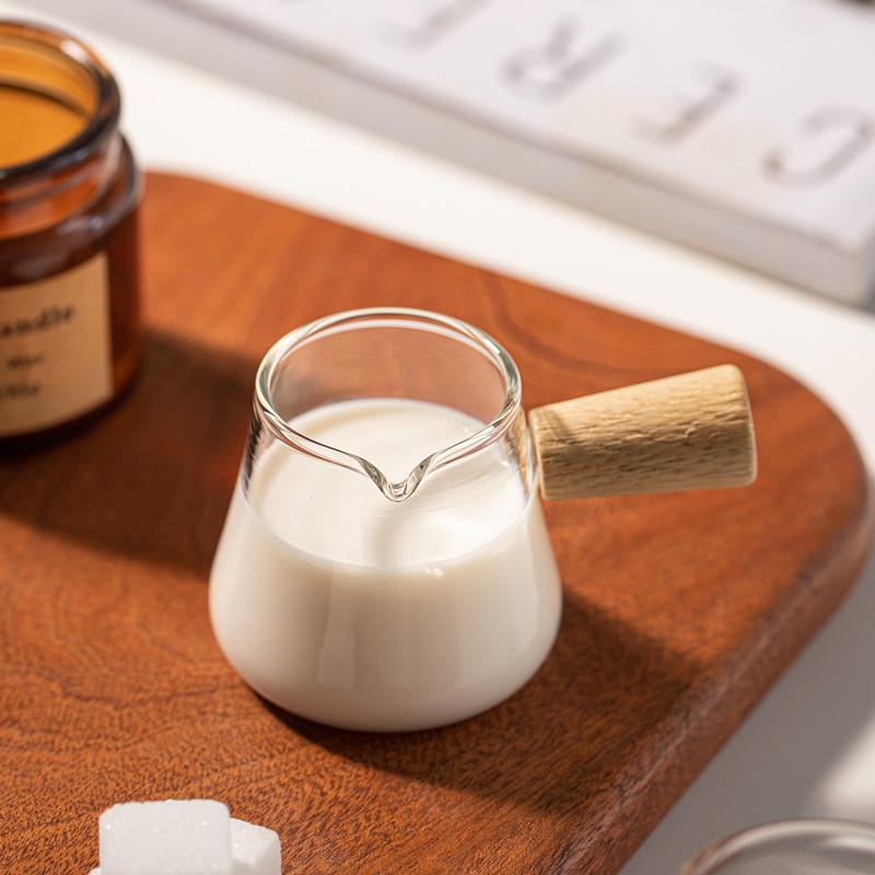 YWDL 60/110 мл деревянная ручка стеклянная чашка эспрессо кувшин для молока кувшин с одним горлышком кофейные принадлежности прозрачная кухонная мерная кружка