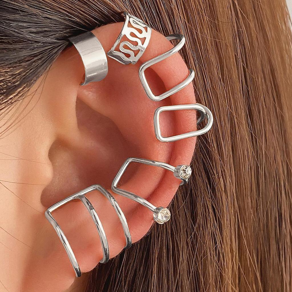 Star & Moon Rhinestone Butterfly Cartilage Ear Cuff Set: Non-Piercing, Hollow Design, European & American Style