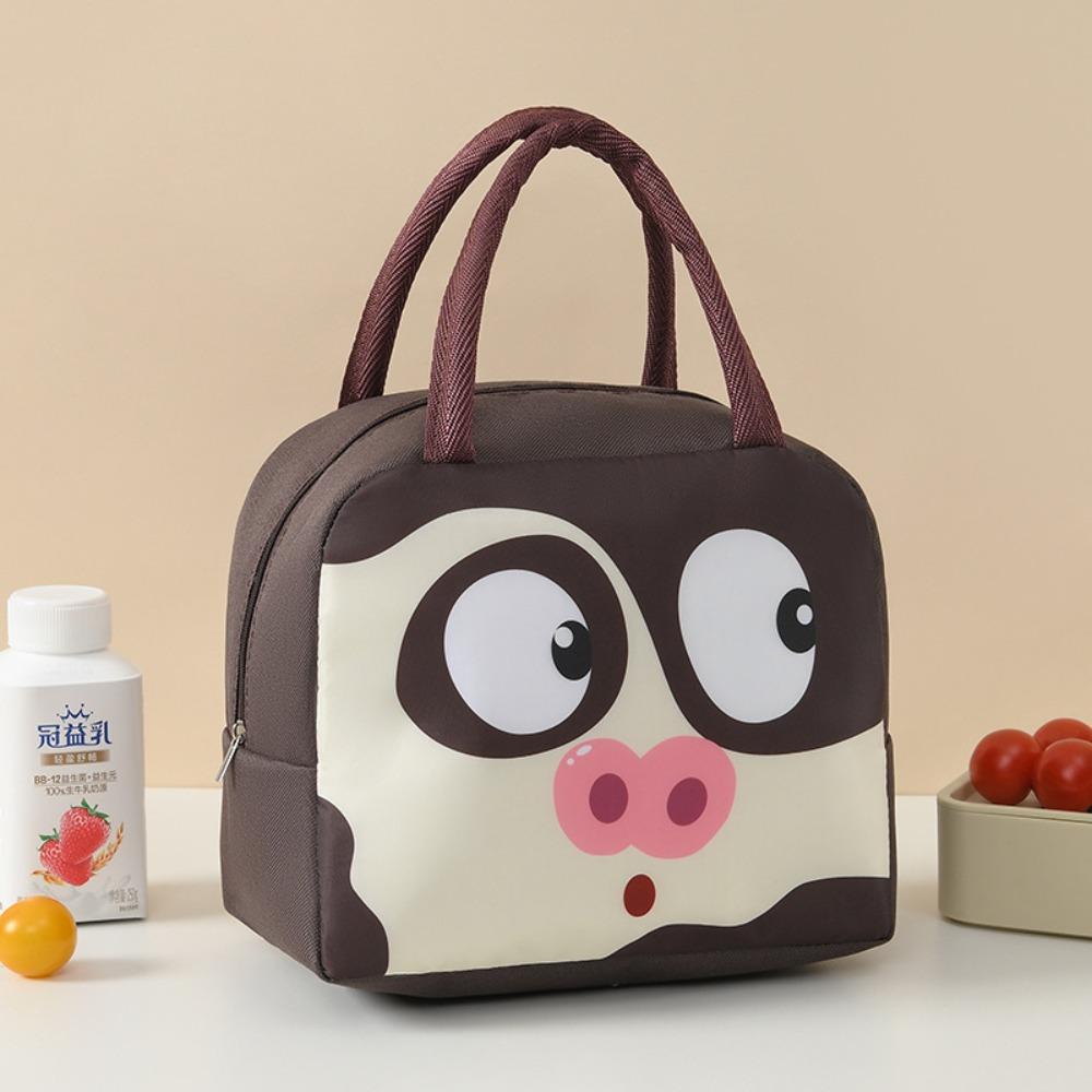 Cartoon Animals Pattern Lunchbox Bag Aluminum Foil Lining Lunch Box Handbag School