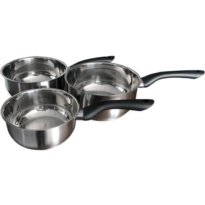Batterie de cuisine - Tous feux dont induction - Baumalu - Acier inoxydable - 3 pieces 16/18/20 cm - Inox - Gris