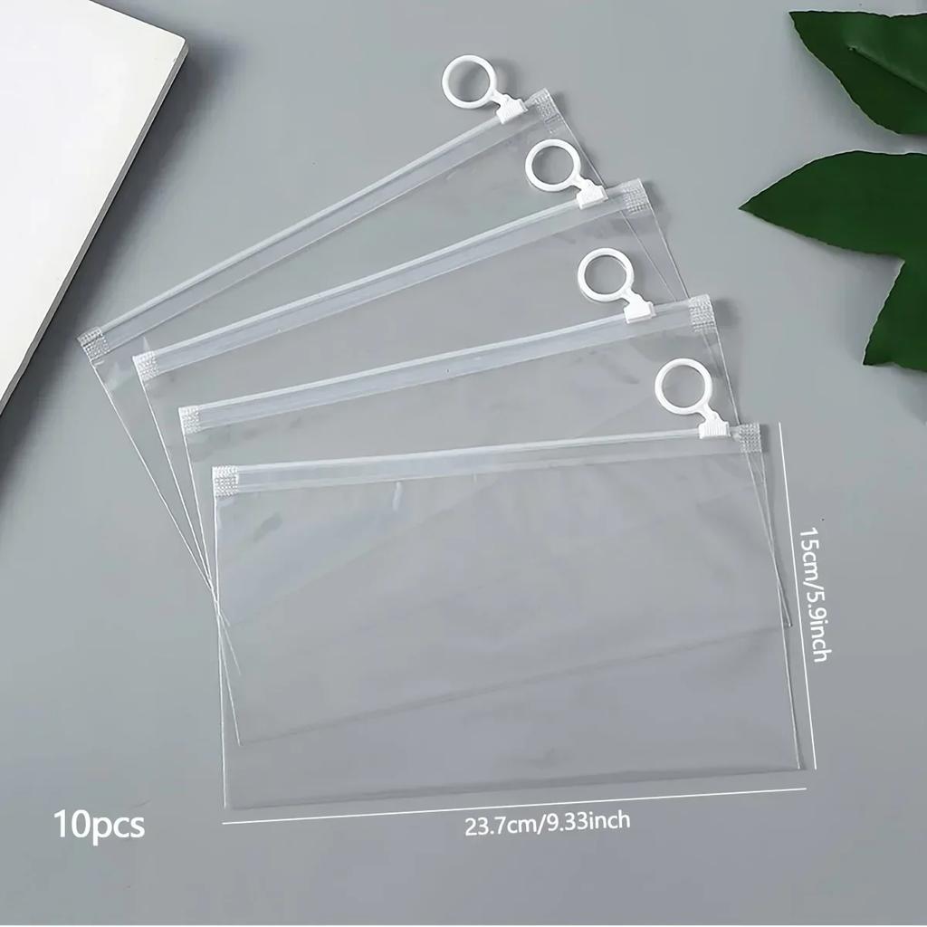 10pcs-translucent Storage Bag-daily Necessities for Stationery, Cosmetics, Travel and More Durable Waterproof Zipper Bags