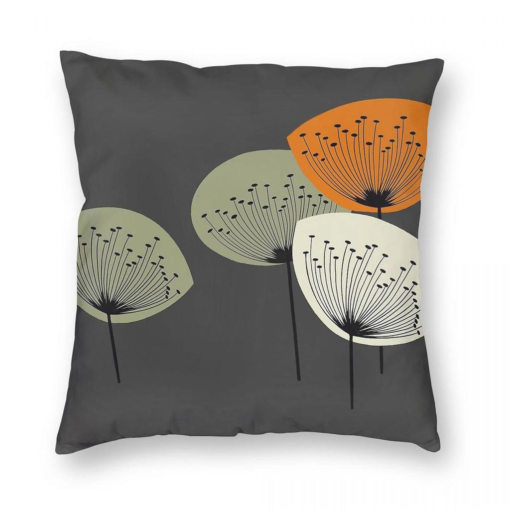 Mid Century Modern Floral Cool Tones Square Pillowcase Polyester Linen Velvet Creative Zip Throw Pillow Home Cushion Cover x