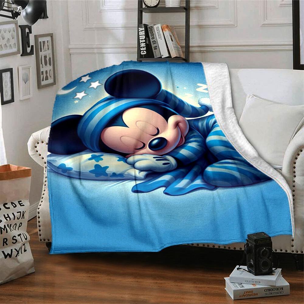 Mickey Mouse Dreams Flannel Blanket Super Soft Warm Cozy Blanket For Sofa Bed Office Travel Allseason Home Decor Gift