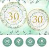 30th Birthday Decoration Eucalyptus Leaves Disposable Tableware Paper Plate Cup Napkin 30th Birthday Party Decoration Supplies