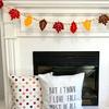 Autumn Leaf Garland Fall Maple Leaf Hanging Banner for Harvest Thanksgiving Seasonal Home Decoration Wood Bead Felt Decor Gift