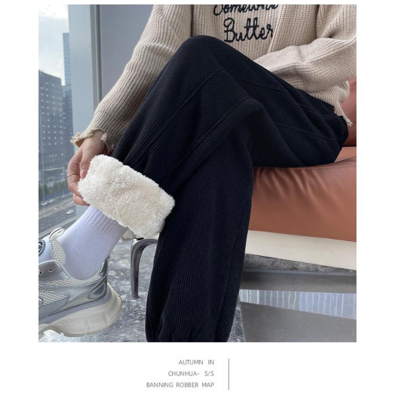 Спортивные штаны из овечьей шерсти и флиса, женские повседневные осенне-зимние, новые универсальные термоштаны, утолщенные брюки-харлан