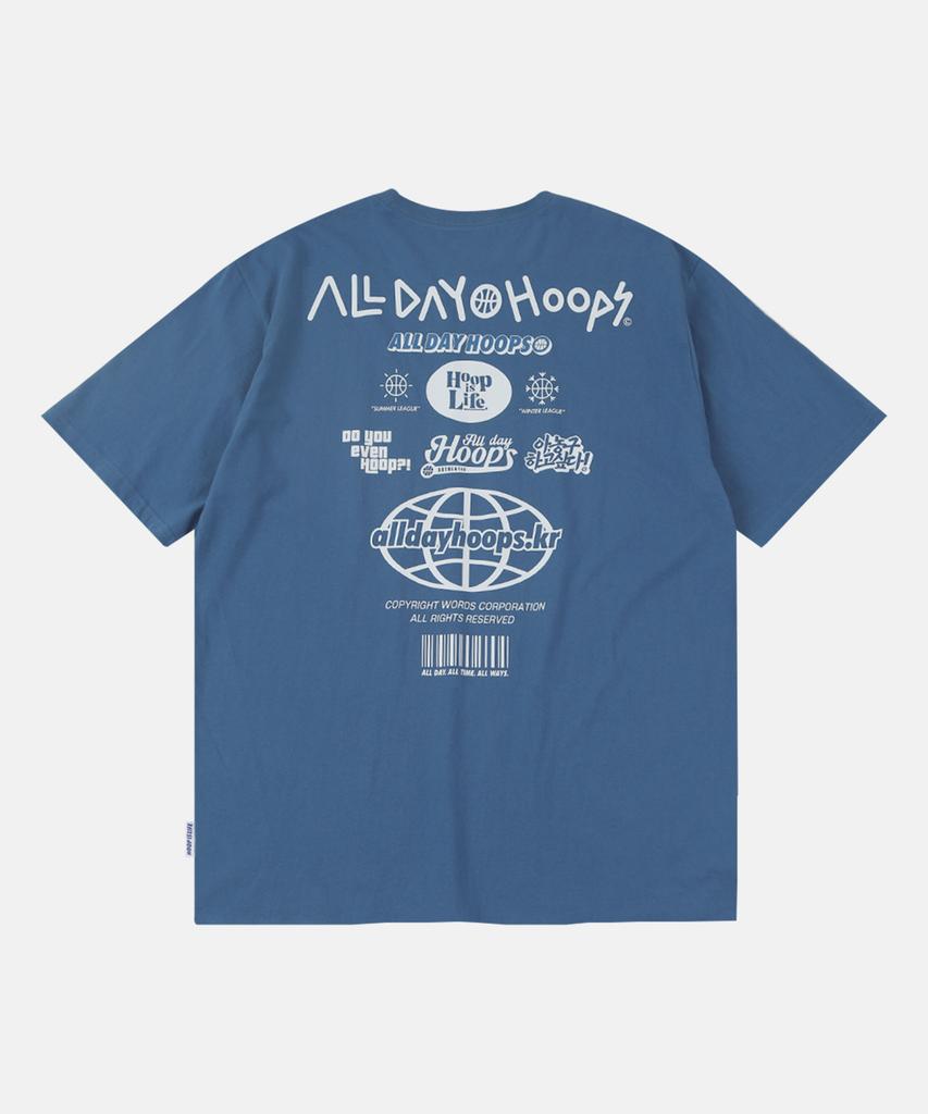 ALL DAY HOOPS Hoop S2 Logo Short Sleeve T-Shirt Blue