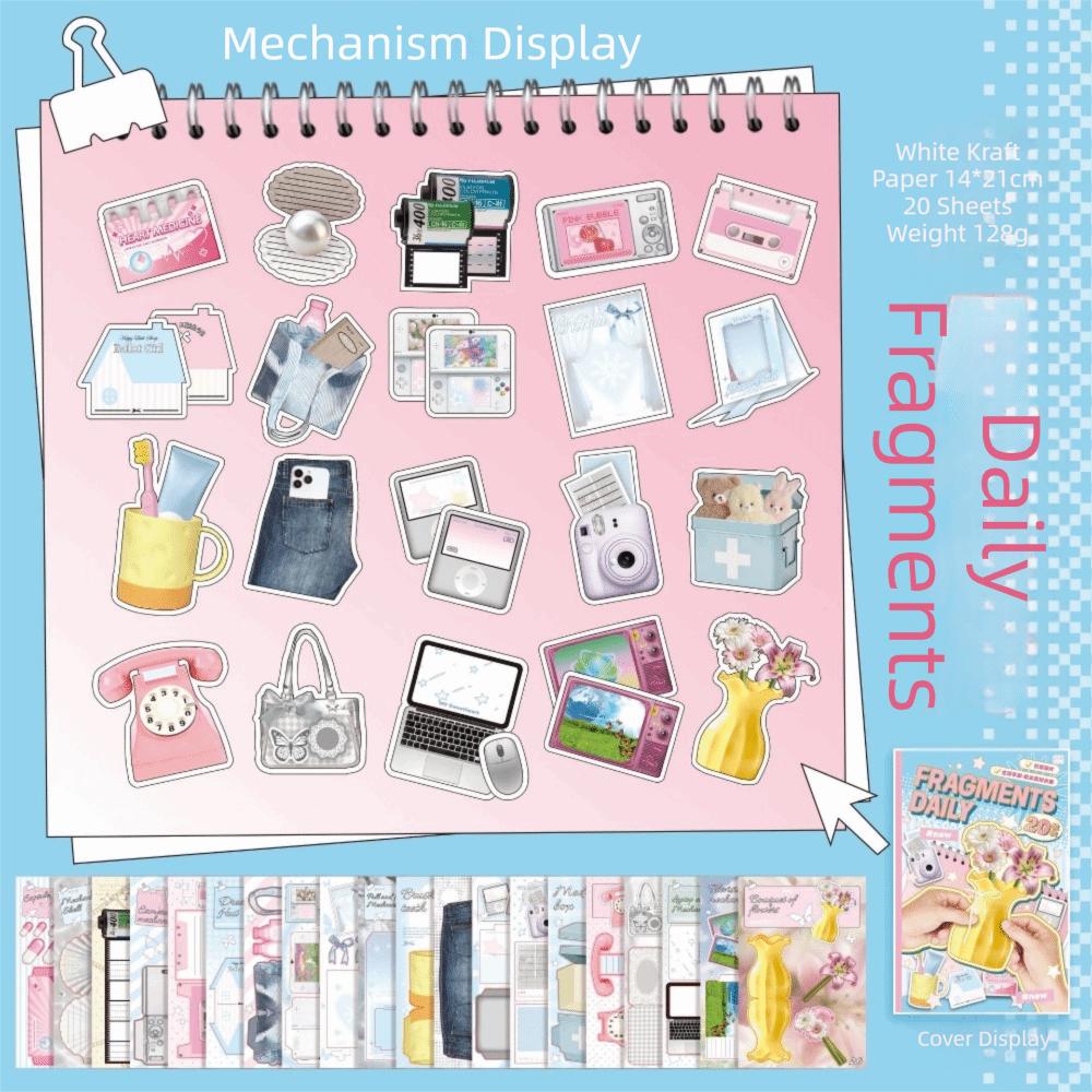 20 Sheets Multicolor Mechanism Material Book Fragments Daily Paper Scrapbook Hand Craft DIY Accessories Craft Supplies