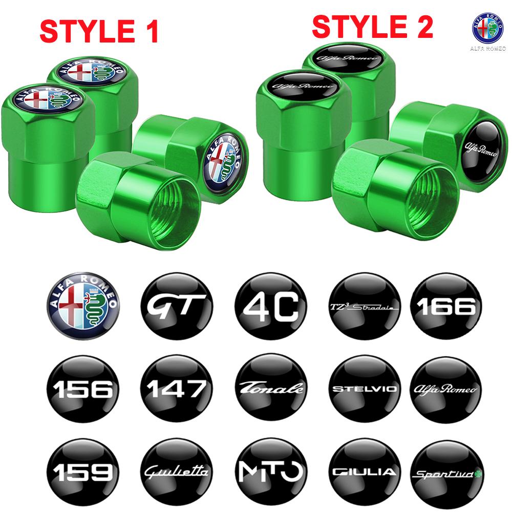 4PCS Car Tire Valve Caps Tyre Dust Cover Styling For Alfa Romeo Giulia Giulietta 159 Brera 4C TZ3 Duetto GT Mito Car Accessories wzvc44
