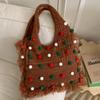 Women's Bag: Stylish and Casual, Beaded Single-shoulder Bag, Large-capacity Knitted Bag