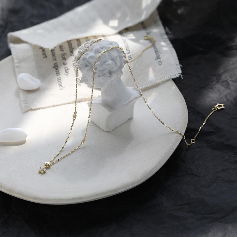 Light Luxury Sterling Silver S925 Star Diamond Necklace Star Cut Zircon Clavicle Chain