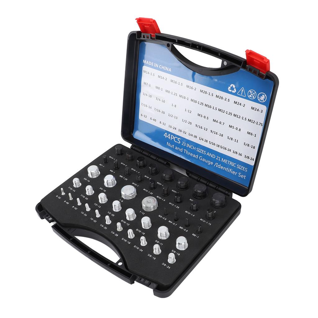 44 шт. метрические гайки и болты для проверки резьбы, дюймовые гайки и болты с футляром для проверки размера