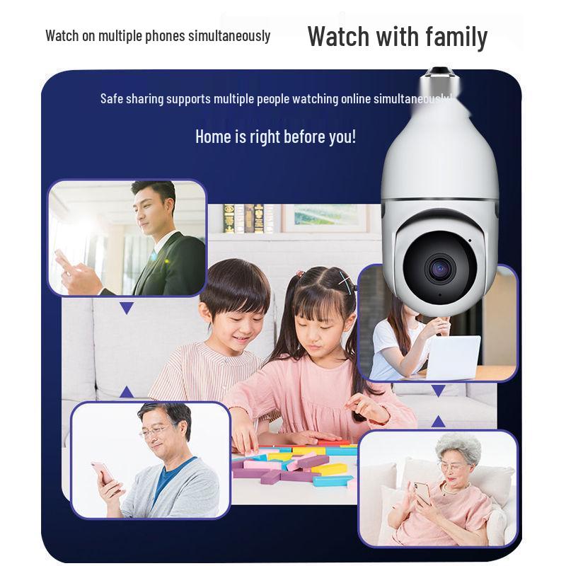 360° Wireless Surveillance Light Bulb Camera with Mobile Remote and Full-Color Night Vision HD Monitoring