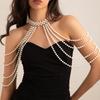 Imitation Pearl Body Chain for Women Necklaces Shawl Female Beaded Collar Shoulder Sweater Long Chains Bridal Jewelry Accessories