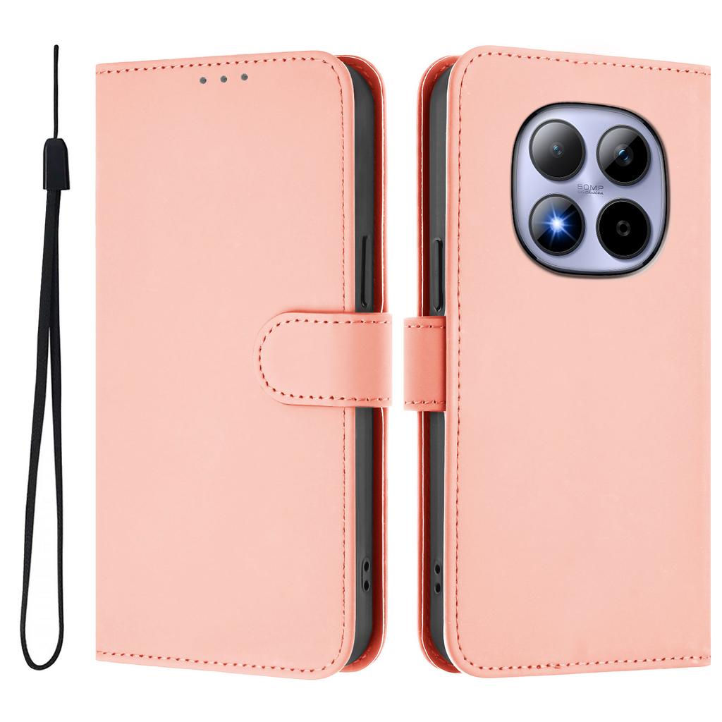For Xiaomi Redmi Note 15 Pro 5G Case Solid Color Wallet Leather Phone Cover with Strap