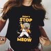 Футболка с забавным графическим принтом DON'T STOP MEOW Женская футболка с принтом поющего кота с короткими рукавами Хип-хоп уличный стиль Милые крутые девчачьи футболки