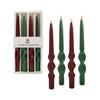 10inches Long Tapered Spiral Candle 4pcs Green Red Candlesticks for Home Weddings Festive Seasons Candles