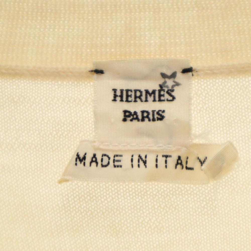 Hermes Итальянский кашемир С длинным рукавом С запахом на животе В рубчик Свитер с V-образным вырезом 38 Женский Б/у