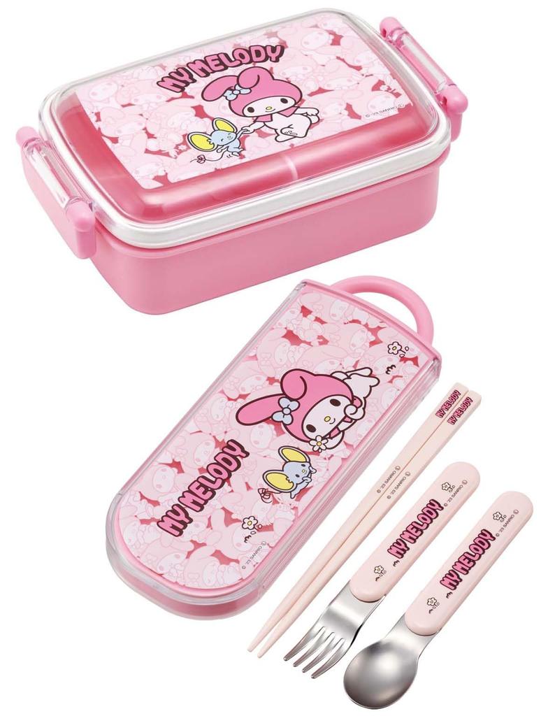 Skater Lunch with a Soft Single Made in Sanrio My Children's Box, 450ml, Dome-Shaped Lid, Tier, Japan, Melody, Ushirou-Shiro (Girl's) Design,