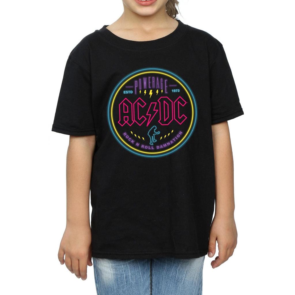AC/DC Girls Circle Neon Cotton T-Shirt