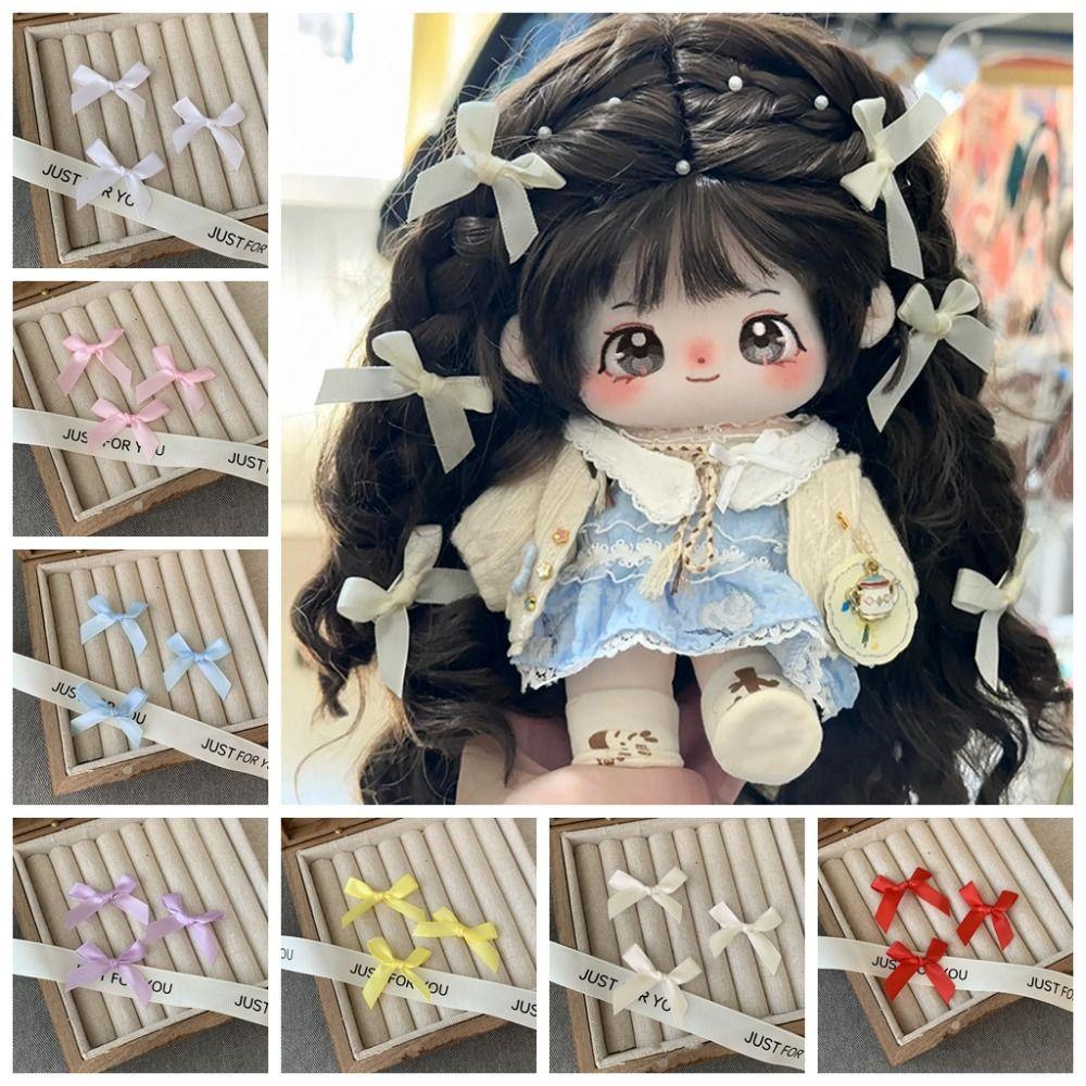 10 шт. Мини-зажимы для парика куклы, мини-заколки для волос с бантиком, заколки для волос хлопковой куклы, головной убор