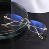 Vintage Unisex Rimless Photochromic Computer Glasses Anti-blue Light Outdoor Ultra Light Color-changing Flat Lens Eyewear