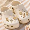 6Pcs/Set Gold-Tone Shoe Charms, Summer Ice Cream Charms, Shell Starfish Shoe Charms for Clogs Women Girls Beach Footwear Decor