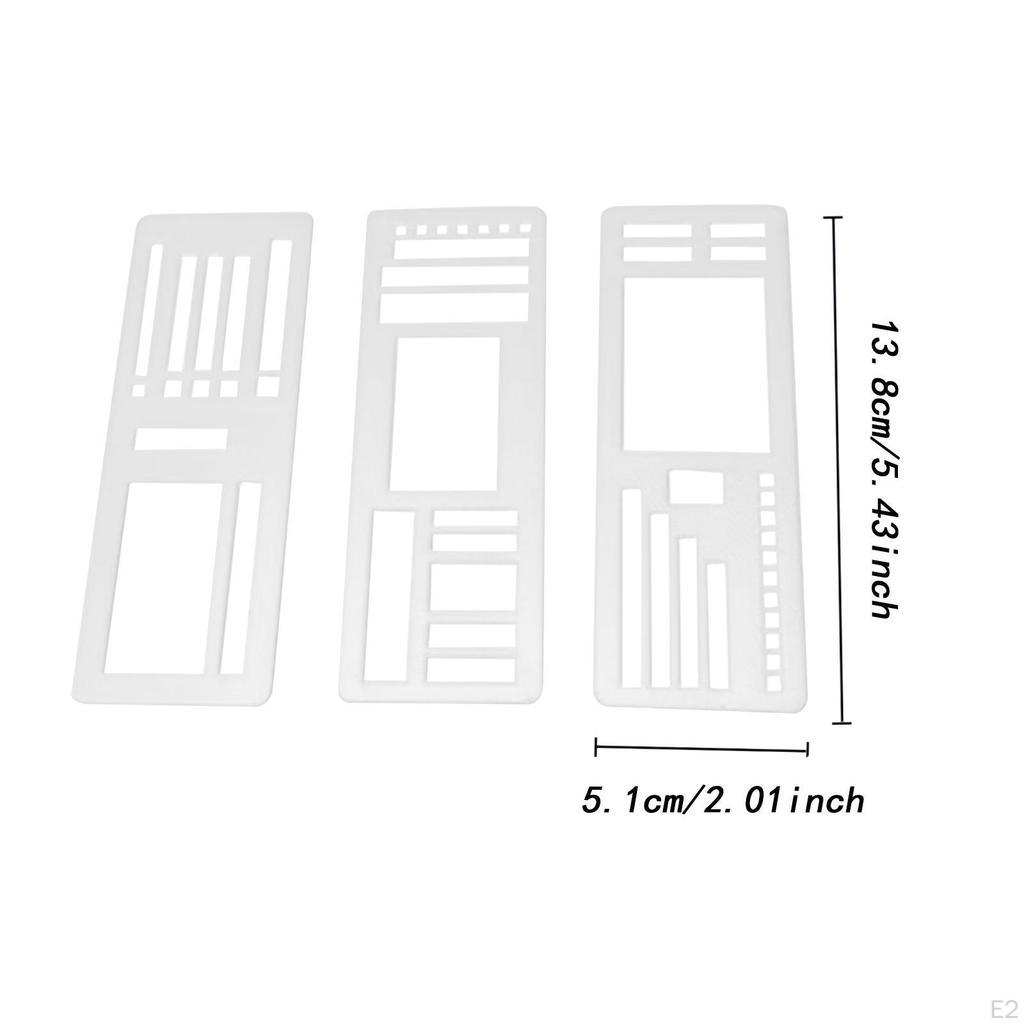 3 Pieces Journal Stencils Handmade Planner Stamps Lists Diary Notebook Painting Crafts DIY Reusable