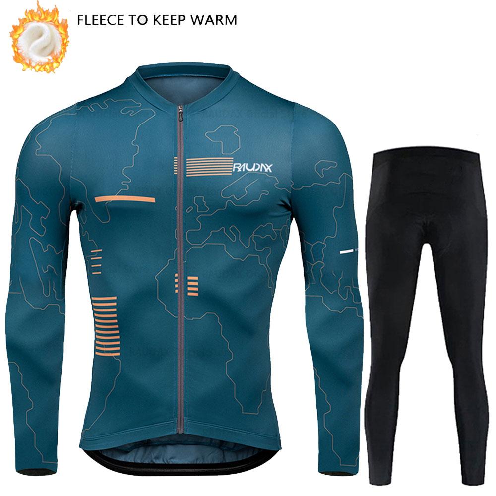2026 Velvet Warm Cycling Suit Set Winter Thermal Fleece Cycling Jersey Top MTB Bike Outdoor Men's Road Bicycle Clothing Long Sleeves Shirt Uniform
