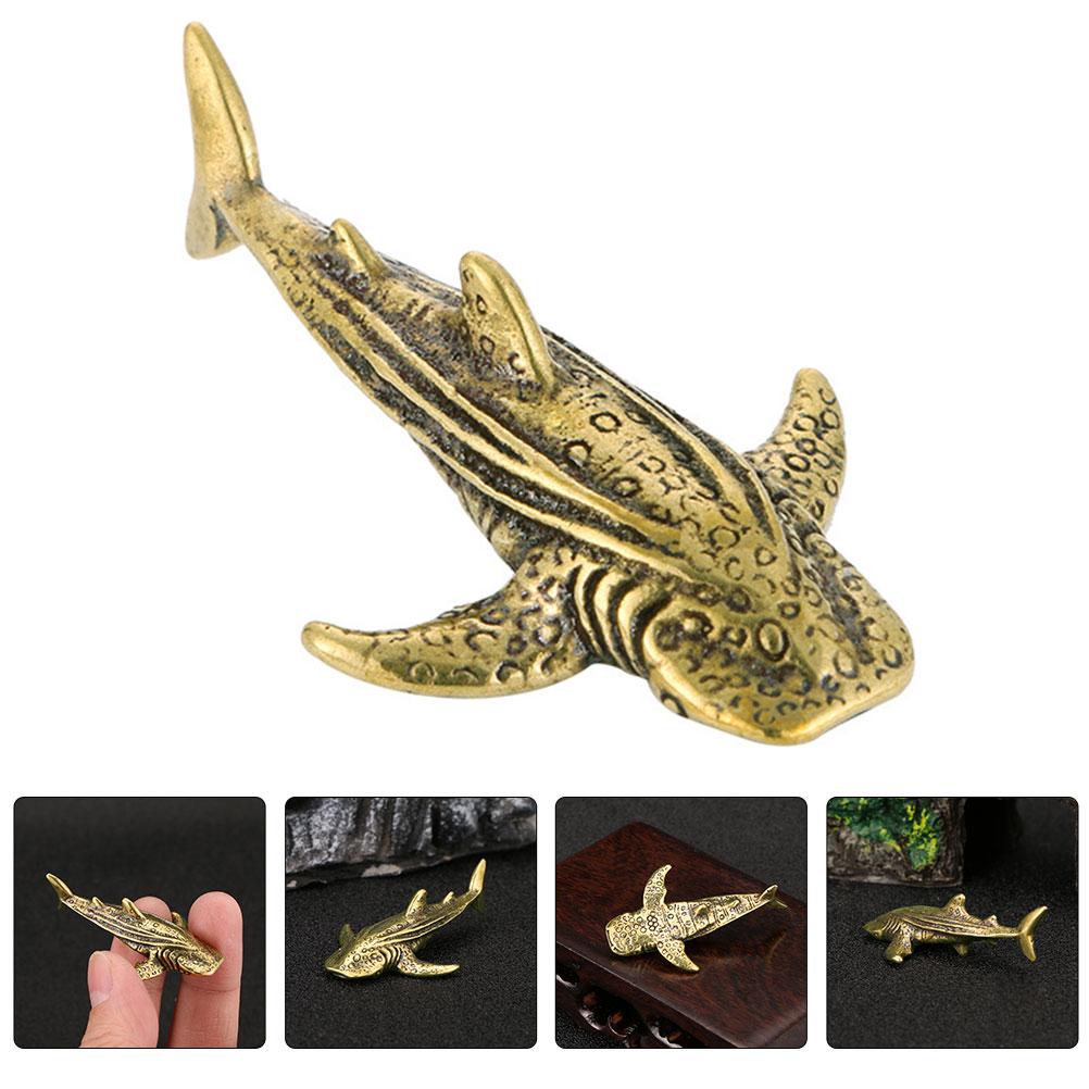 Декор латунный акула орнамент винтажный стиль модель чай питомец изысканный золотой маленький настольный офис