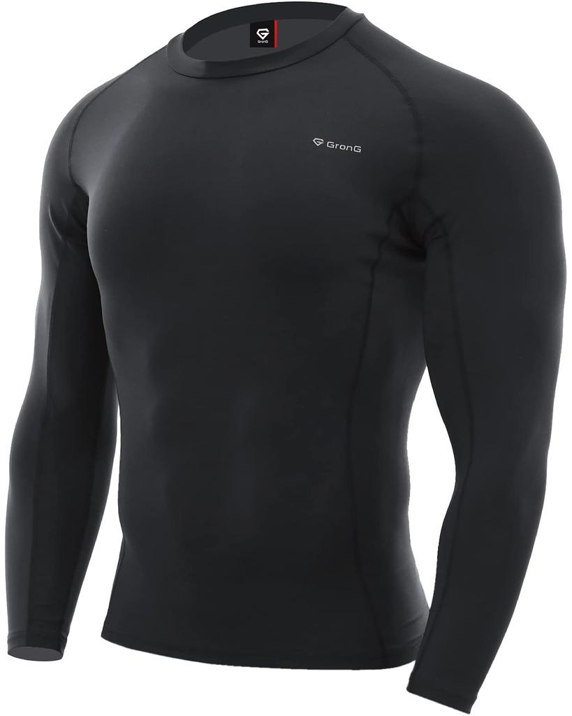 GLONG Long Sleeve Compression Antibacterial and Size Black Men's Shirt, Fleece-Lined, Winter, Moisture-Wicking, Quick-Drying, Odor-Resistant, Small,