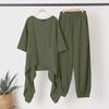 2024 Spring/Summer Casual Loose Irregular Hem Round Neck 3/4 Sleeve Cotton-Linen Suit Shirt