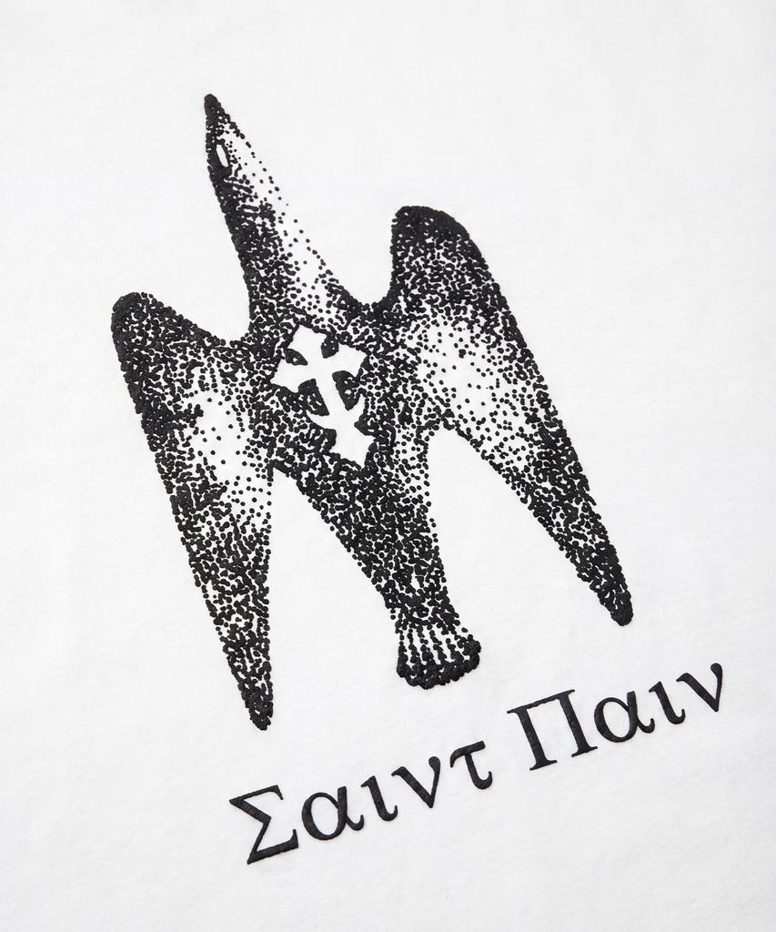 SAINTPAIN Sp Тяжелая футболка с коротким рукавом 'Каменная птица' Белая