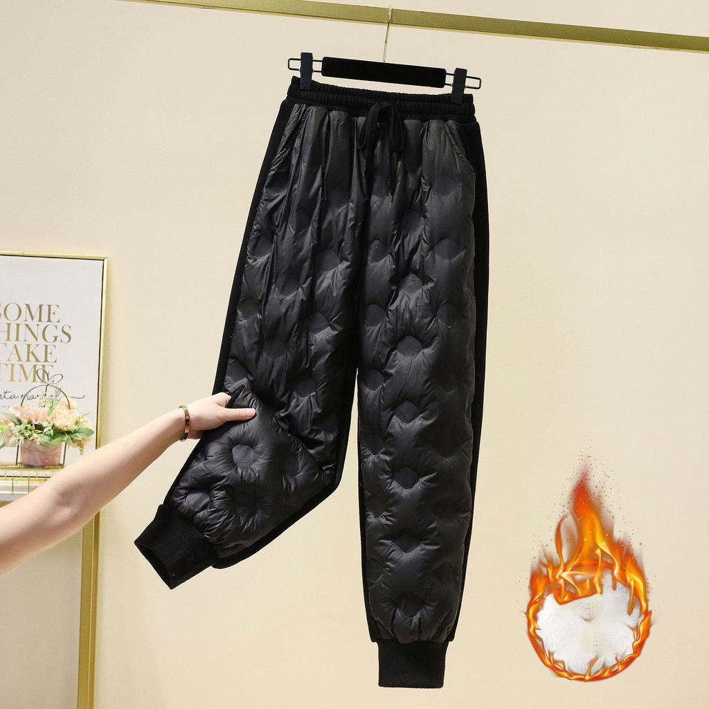 Утепленные теплые пуховые хлопковые брюки до щиколотки, повседневные толстые стеганые с подкладкой, женские брюки, корейская зимняя одежда для снега